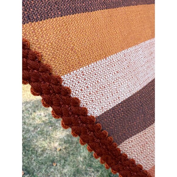 70s Fall Stripes Round Tablecloth Custom Made 62" Diameter - Picture 4 of 7